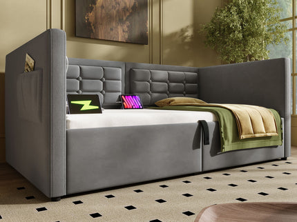 Upholstered Daybed With Hydraulic Storage And USB / Type - C Charging