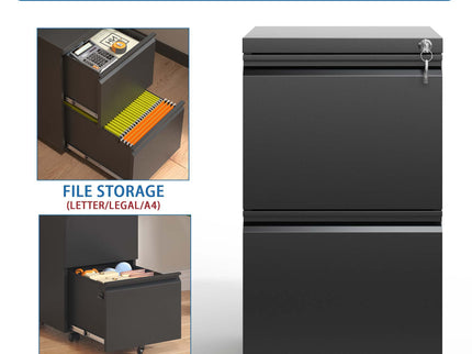 Metal Drawer Mobile File Cabinet With Lock For Home Office Organizer