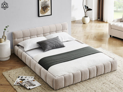 Modern Platform Bed Frame With Thick Fabric