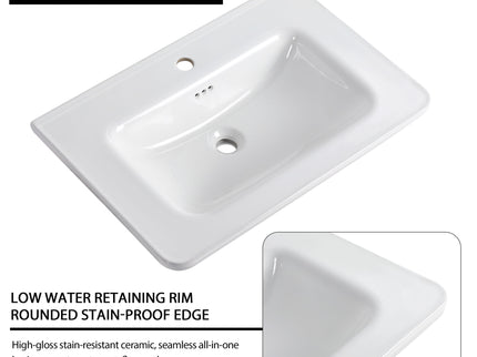 Wall Mounted Bathroom Vanity With Sink And Storage Shelves, Soft Close Doors
