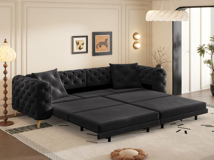 3 In 1 Convertible Sleeper, Deep Seat Pull Out Sofa Bed, Button Tufted
