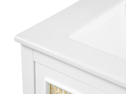 Modern Bathroom Vanity With Integrated Sink, Cabinet With 1 Deep Drawer And 1 Tip-Out Drawer