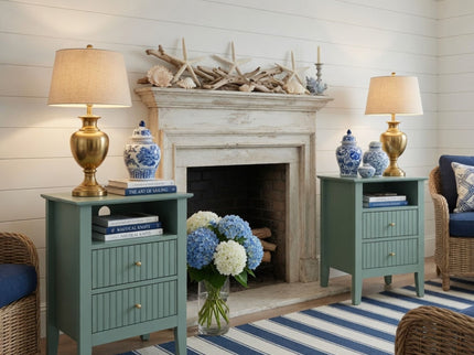 Fluted Nightstand With 2 Drawers