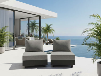 Modular Armless Chairs With Coffee Table For Garden (Set of 2) - Gray
