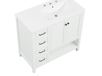Bathroom Vanity With Sink Top, Bathroom Vanity Cabinet With 2 Doors And 2 Drawers, Open Shelf