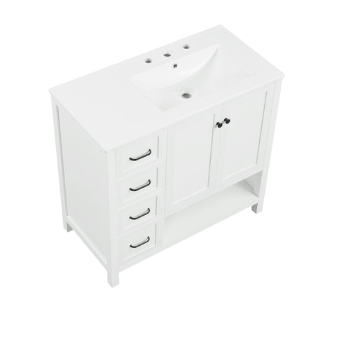 Bathroom Vanity With Sink Top, Bathroom Vanity Cabinet With 2 Doors And 2 Drawers, Open Shelf
