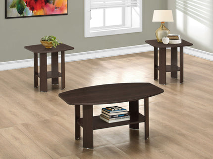 Table Set: Coffee, End, Side, Accent, Living Room, Transitional (Set of 3) - Espresso