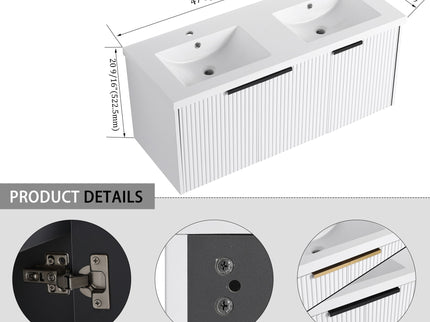 Contemporary Wall Mounted Bathroom Vanity With Resin Double Sink