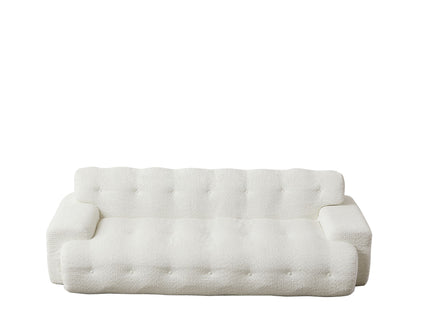 Cloud Series Minimalist Button Tufted Square Arm 3 Seater Sofa