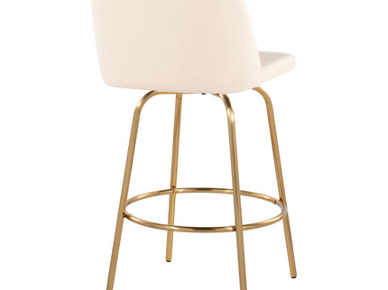 Toriano - Contemporary, Fixed Height Counter Stool With Swivel With Round Footrest (Set of 2)