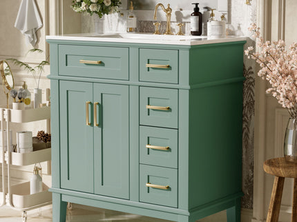 Modern Bathroom Vanity With Sink, Storage Cabinet, Soft Close Doors, Deep & Standard Drawers
