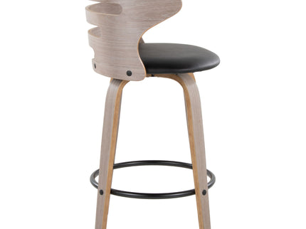 Cosini - Mid Century Modern Fixed Height Barstool With Swivel And Round Footrest (Set of 2)