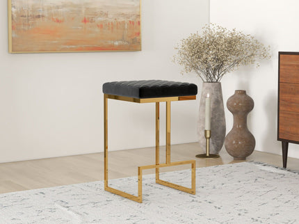 Joel - Upholstered Stool - Black / Gold