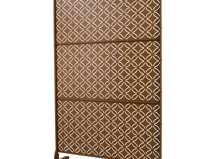 Freestanding Decorative Privacy Screen For Deck Balcony Patio, Metal Privacy - Brown