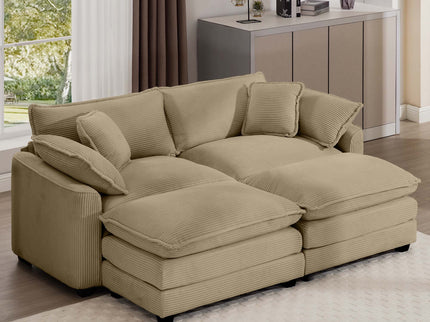 Oversized Modular Cushion Sofa With Ottoman, Low Back, Deep Seating Sofa Set