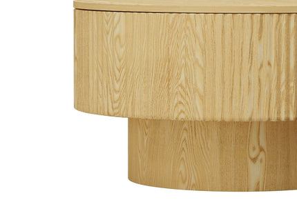Modern Circular Coffee Table With Stripe Design And Storage Space