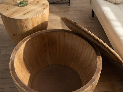 Vintage Style Barrel Coffee Table With Storage