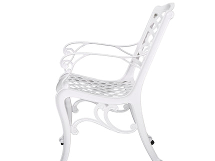 Unravel - Outdoor Arm Chair With Scroll Design And Floral Accents (Set of 2) - White