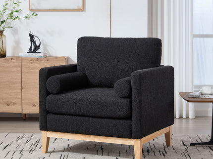 Wide Modern Performance Accent Chair With Natural Legs
