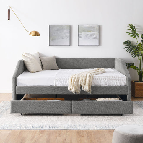Elegant Daybed With Trundle Upholstered Tufted Sofa Bed