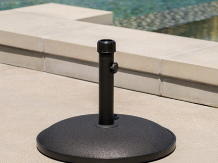 Stylish Concrete Umbrella Base With Iron Support Pole - Black