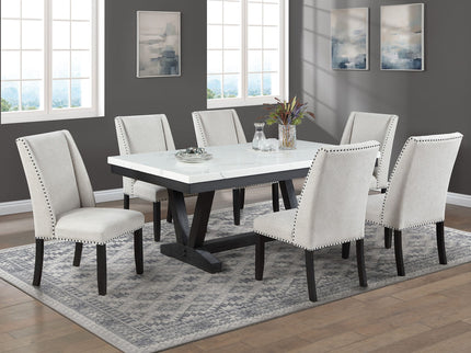 Upholstered Wingback Dining Chairs With Nailhead Trim (Set of 2) - Antique Black