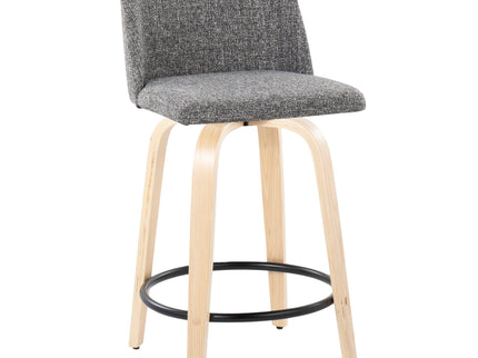 Toriano - Contemporary, Fixed Height Counter Stool With Swivel And Round Footrest (Set of 2)