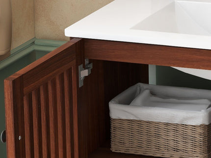 30" Vintage Bathroom Vanity With Ceramic Sink, Modern Bathroom Vanity Cabinet With 2 Soft Close Doors, Equpiied With 4 Sturdy Iron Legs - Antique Dark Brown