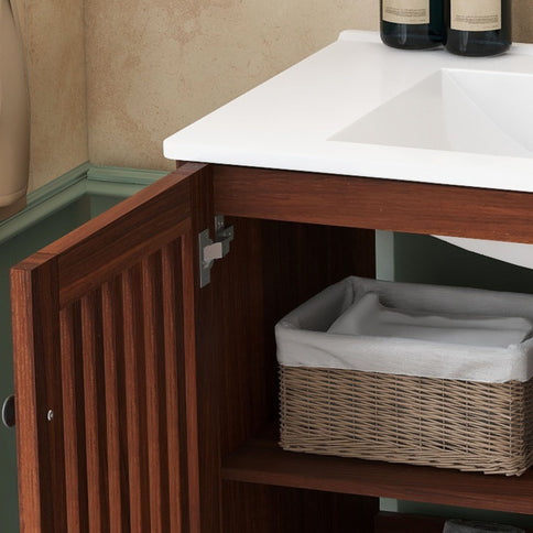 30" Vintage Bathroom Vanity With Ceramic Sink, Modern Bathroom Vanity Cabinet With 2 Soft Close Doors, Equpiied With 4 Sturdy Iron Legs - Antique Dark Brown