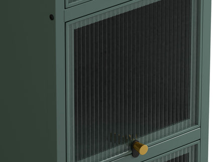 Glass Door Cabinet With Tier Storage
