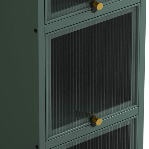 Glass Door Cabinet With Tier Storage