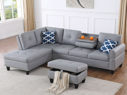 Irine - Sectional Sofa With Ottoman - Gray