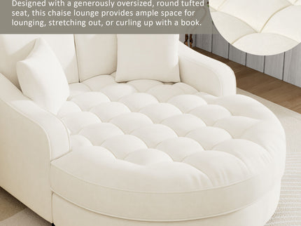 Modern Chaise Lounge Upholstered Sofa Couch With Tufted Seat And Detachable Pillows For Living Room