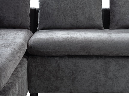 Modern L Shaped Sectional Sofa With Upholstery And Wooden Storage