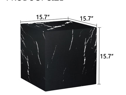 Luxurious Marble Texture Coffee Table Cube Design Elegant Living Room Accent - Black