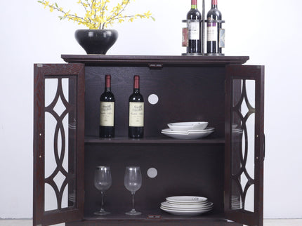 Modern Sideboard With Tempered Glass Doors - Ox Blood Red