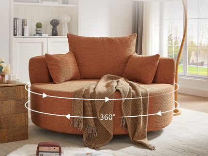 360° Swivel Accent Barrel Chair With 3 Removable Pillows For Living Room