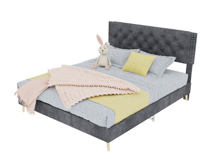 Upholstered Bed With Tufted Headboard