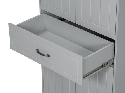 Modern Bathroom Storage Cabinet With Two Laundry Baskets, One Drawer, Adjustable Shelf
