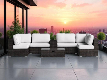 Elegant 4 Person Wicker Patio Seating Set With Cushions And Glass Top Table