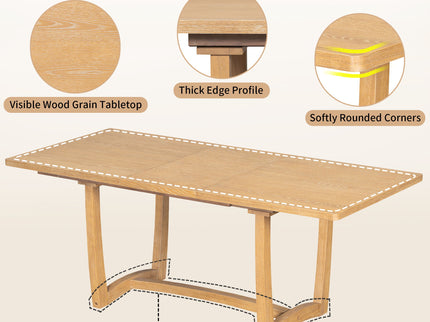 Rectangular Extendable Dining Table Set With 6 Upholstered Chairs