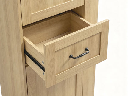 Modern Tall Storage Cabinet With Tilt-Out Compartment, Adjustable Shelves
