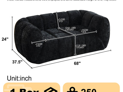 Quilted Cloud Sofa With Rounded Armrests And Piano Key Backrest Design