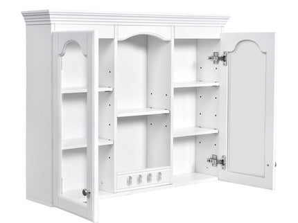 Wall-Mounted Medicine Cabinet With 2 Glass Doors, Adjustable Shelves - White