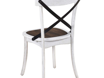 2 Pieces Set Dining Side Chair Rustic Modern Farmhouse Design Retro Design With Metal X Design - Antique Dark Oak / Antique White