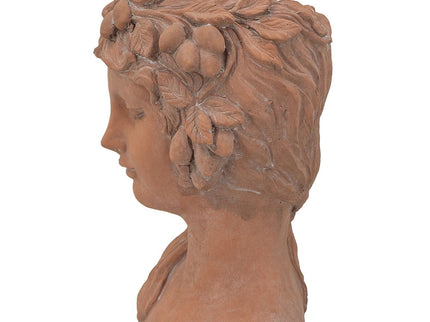 8X9X11.5" Head Bust Planter, Greek Style Cement Head Planter, Indoor Outdoor Home Garden Decor - Brown