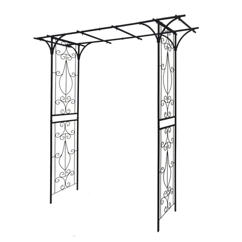 Metal Garden Arch Climbing Plants Support Rose Arch Outdoor - Black