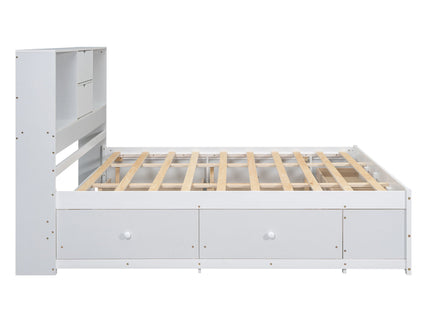 Platform Bed With Storage Headboard And 8 Drawers