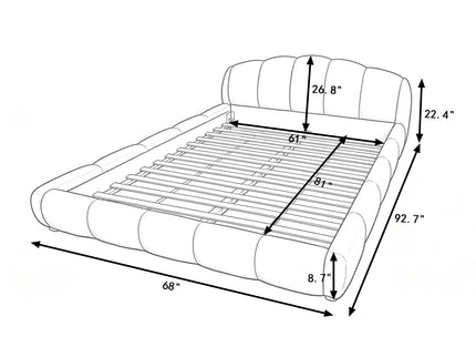 Upholstered Platform Bed Frame, Low Profile Floor Bed, No Box Spring Required