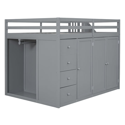 Loft Bed With Built In Wardrobes, Cabinets And Drawers
